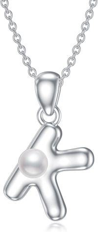 wholesale Sterling Silver Pearl Dainty Initial Necklace for Women-K