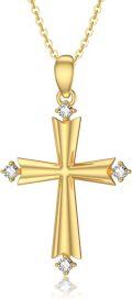 wholesale 14K Gold Crystal Embellished Cross Pendant Necklace for Women 28 Chain Length-0-0