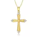 wholesale 14K Gold Crystal Embellished Cross Pendant Necklaces Wholesale for Women 28 Chain Length-0-0