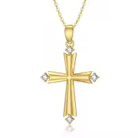 wholesale 14K Gold Crystal Embellished Cross Pendant Necklaces Wholesale for Women 28 Chain Length-O-Blessing Cross