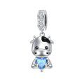 wholesale 925 Sterling Silver Cute Cow Charm With Heart Crystal-0-1