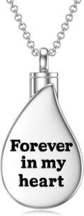 wholesale TOUPOP Teardrop Cremation Jewelry For Ashes Sterling Silver 12 Month Birth Flower Urn Necklace W/funnel Filler Memorial Keepsake Jewelry For Women -0-1