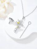 wholesale Hummingbird Cross Urn Necklaces For Ashes Women White Gold Plated S925 Sterling Silver Funnel Filler Memorial Cremation Jewelry With Citrine November Birthstone Xmas Gifts Ideas Sympathy Gifts For Women Loss Of Loved One -0-3
