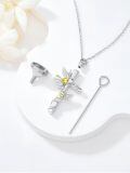 TOUPOP White Gold Plated S925 Sterling Silver Citrine Memorial Urn Necklace-0-3