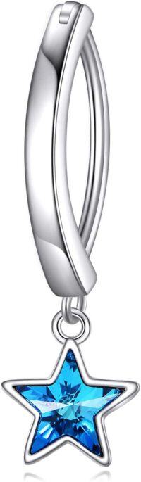 wholesale 925 Sterling Silver Dangle Clicker Belly Button Ring for Women Simple Reverse Navel Rings Body Jewelry-star belly ring