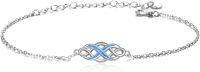 wholesale Sterling Silver Opal Celtic Knot Infinity Love Bracelet 18 for Women Girls-Blue