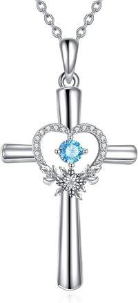 wholesale 925 Sterling Silver Birthstone Flower Necklace Christian Valentine s Birthday Gifts for Women ( )-Dec