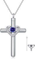 wholesale Sterling Silver Austrian Crystal Cross Urn Necklace for Ashes Pet Human Keepsake-0-5