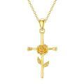 wholesale 14K Gold Rose Cross Necklace - 12 Months Pendant s for Her-0-0