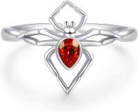 wholesale 925 Sterling Silver Adjustable Halloween Bat Spider Open Ring Jewelry Gift-Spider