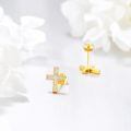 wholesale 14k Gold Cross Pink Opal Stud Earrings For Women-0-2