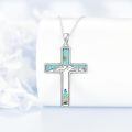 wholesale 925 Sterling Silver Turquoise Tree of Life Cross Pendant Necklace Jewelry for Women and Men-0-4