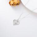 wholesale 14K Rose Gold Double Heart Diamond Pendant Eternal Love Necklace for Women-0-8