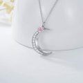 TOUPOP 925 Silver Tourmaline Moon Necklace October Birthstone Gift-0-3