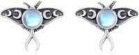wholesale 925 Sterling Silver Moonstone Luna Moth Stud Earrings for Women Girls Gift Idea-Stud