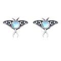 wholesale 925 Sterling Silver Moonstone Luna Moth Stud Earrings for Women Girls Gift Idea-0-0