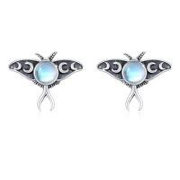 wholesale 925 Sterling Silver Moonstone Luna Moth Stud Earrings for Women Girls Gift Idea-Stud