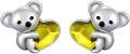 wholesale 925 Sterling Silver Koala Bear Heart Crystal Stud Earrings - Hypoallergenic Gift for Women-0-0