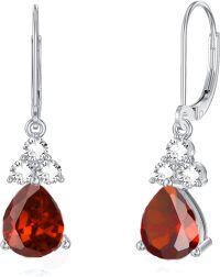 wholesale 925 Sterling Silver Birthstone Dangle Drop Earrings for Women-January-Garnet,