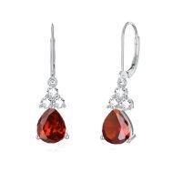 wholesale 925 Sterling Silver Garnet Teardrop Earrings-January-Garnet,
