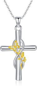 wholesale 925 Sterling Silver Butterfly Cross Pendant Necklaces for Women and Men - Celtic Religious s-0-0