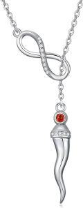wholesale 925 Sterling Silver Infinity & Cornicello Charm Lucky Amulet Pendant Necklace for Women-0-0