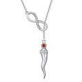wholesale 925 Sterling Silver Infinity & Cornicello Charm Lucky Amulet Pendant Necklace for Women-0-0