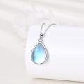 wholesale 925 Sterling Silver Teardrop Pendant Necklace with Opal Stone for Women s-0-8