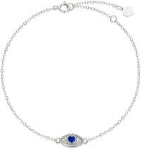 wholesale 14K Gold Evil Eye Protection Link Bracelet for Women 6 5 +2 Anniversary Gift-White Gold
