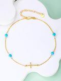 TOUPOP 14K Gold & Stone Cross Heart Ankle Bracelets for Women-0-2