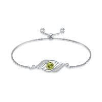wholesale 925 Sterling Silver Birthstone Dainty Infinity Bracelet for Women-08-Aug.-Peridot