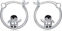 wholesale Silver Penguin Hoop Earrings for Women - 925 Sterling Silver s for Animal Lovers-Penguin