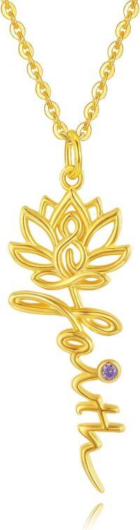 wholesale Gold Plated 925 Sterling Silver Butterfly Lotus Heartbeat Cross Pendant Necklaces Hypoallergenic Faith s for Women and Girls-Faith Lotus Cross Necklace