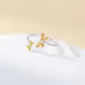 TOUPOP Sterling Silver Crystal Animal Butterfly Bee Dragonfly Adjustable Ring-0-3