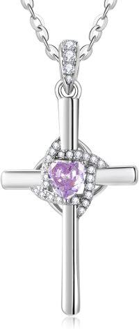 wholesale 925 Sterling Silver White Gold Plated Infinity Cross Birthstone Pendant Jewelry for Women-06-June Birthstone