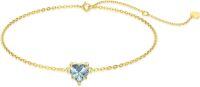 wholesale 14K Gold Created Birthstone Heart Cut 7mm Bracelet for Women 6 5 +2 -Created Aquamarine