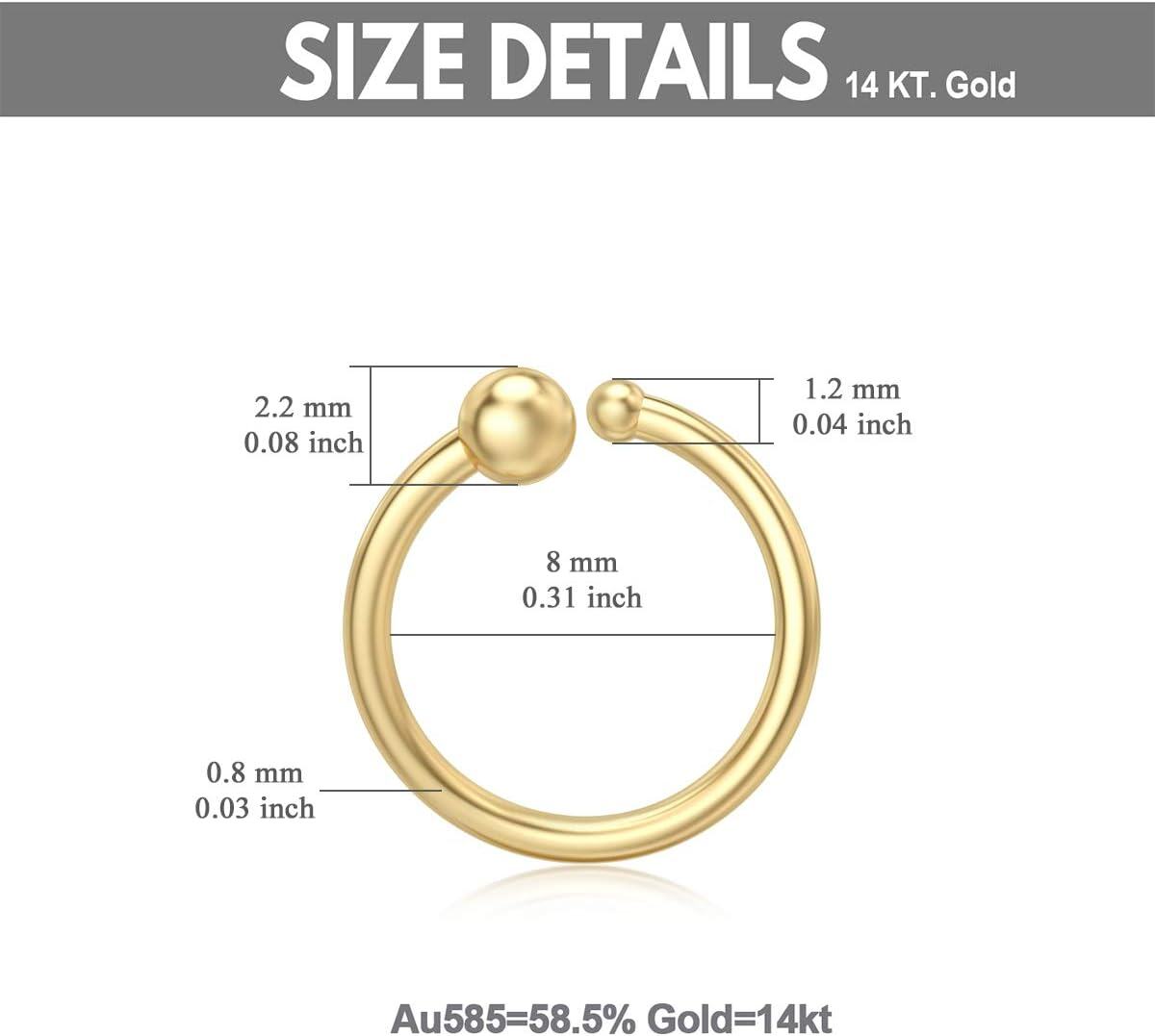 Gold 925 Sterling Silver Nose & Lip Piercing Jewelry Set for Women - Hypoallergenic Surgical Steel Rings with Ball Ends (Sold as Pair)-0-4