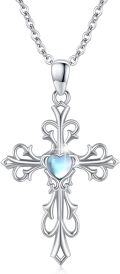wholesale  Sterling Silver Moonstone Birthstone Irish Cross Pendant Necklace for Women -0-0