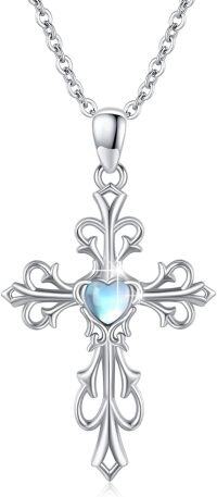 wholesale  Sterling Silver Moonstone Birthstone Irish Cross Pendant Necklace for Women -Cross Necklace - Moonstone