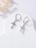 wholesale Turquoise Cross Earrings For Women Sterling Silver Turquoise Dangle Earrings Cross Jewelry Christmas Gifts For Women Mom Her -0-3