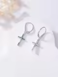 TOUPOP Sterling Silver Turquoise Cross Dangle Earrings for Women-0-3