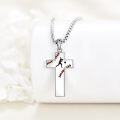 wholesale 925 Sterling Silver Cross with Baseball Design Pendant for Men's Necklaces-0-1
