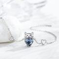 wholesale 925 Sterling Silver Cat Heart Stone Bracelet - Adjustable Size Jewellery Gifts for Women & Girls-0-1