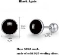 wholesale 925 Sterling Silver Black Onyx Round 5mm Tiny Stud Earrings for Women Hypoallergenic Twist Back-0-1
