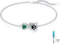 wholesale Sterling Silver Paw Print Urn Bracelet for Pet Ashes Memorial Jewelry-A-Paw Print Urn Bracelet-Malachite