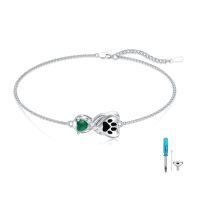 wholesale 925 Sterling Silver Infinity Paw Print Cremation Memorial Urn Bracelet Wholesale With Screwdriver Tools-A-Paw Print Urn Bracelet-Malachite
