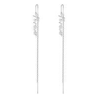 wholesale 925 Sterling Silver Threader Earrings with Cross and Love Pendant on Long Chain Drops for Women Girls-Forever