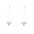 wholesale 925 Sterling Silver Teardrop Moonstone Bee Threader Earrings for Women-0-0