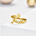 wholesale 925 Sterling Silver Gold Plated Faith Cross Open Ring All Things Are Possible For Women-0-2