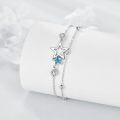 wholesale 925 Sterling Silver Blue Crystal Star Charm Double-Chain Ankle Anklet for Women and Girls Gifts-0-2